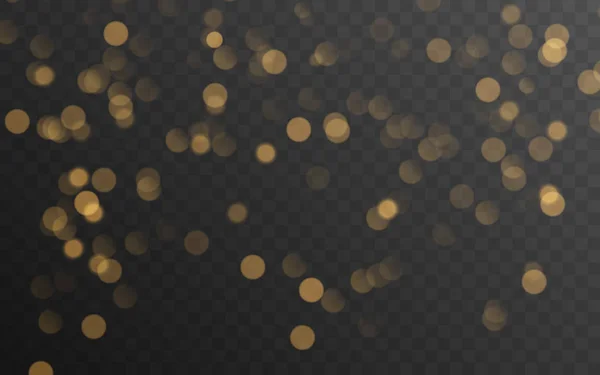 Abstracte gouden lichtend bokeh geïsoleerd op transparante achtergrond. Decoratie of Kerstmis achtergrond. — Stockvector