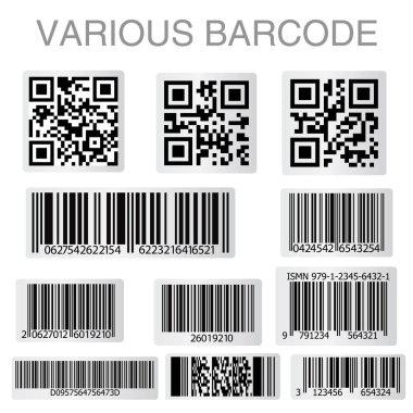 Barkod ve Qr Code çıkartma koleksiyonu. Vektör çizim