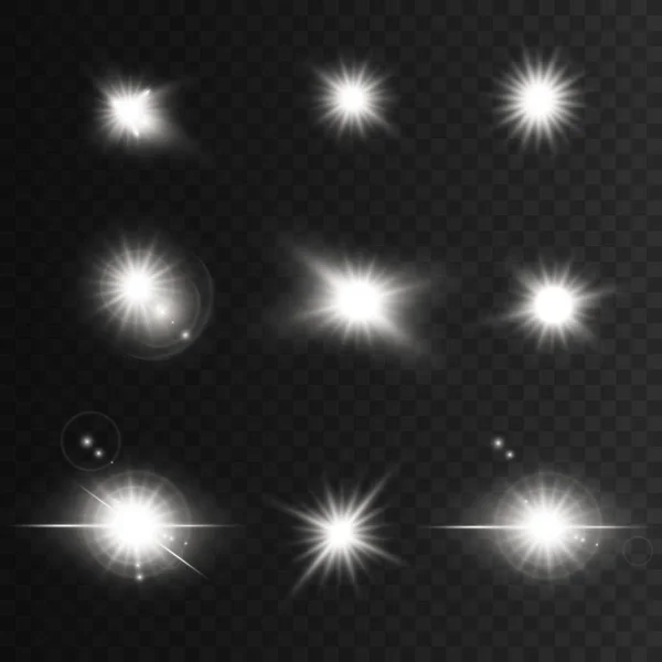 Étoiles Brillantes Sur Fond Transparent Brillant Lumineux Illustration Vectorielle — Image vectorielle