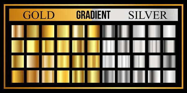 Набір золота і срібла градієнт. Золота металева текстура, блискучий векторний фон . — стоковий вектор