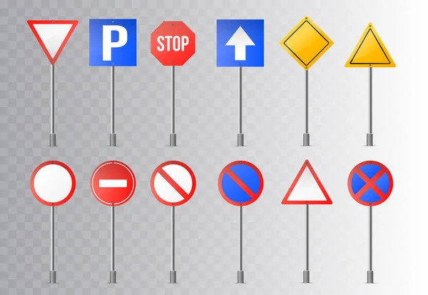 Set di segnali stradali e segnali stradali verdi. isolato su sfondo trasparente. Illustrazione vettoriale . — Vettoriale Stock