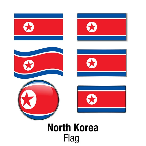 Ορίστε σημαία Βόρεια Κορέα. Απεικόνιση διανυσματικών φορέων — Διανυσματικό Αρχείο