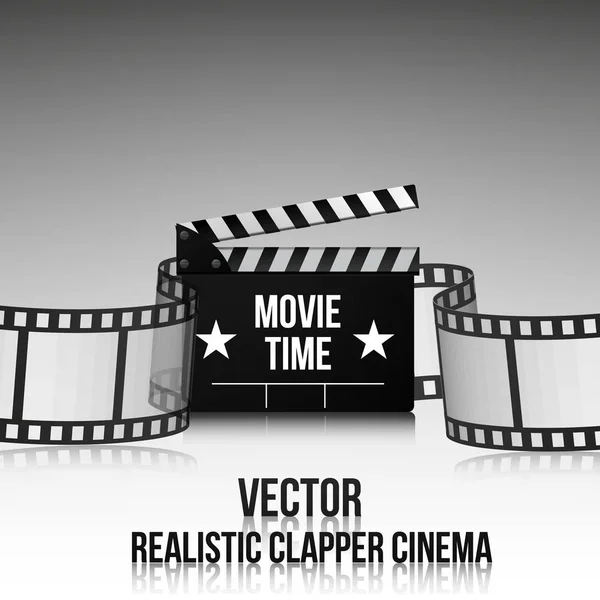 Plantilla de diseño de póster de cine vector. Película tiempo fondo bandera brillante signo . — Vector de stock