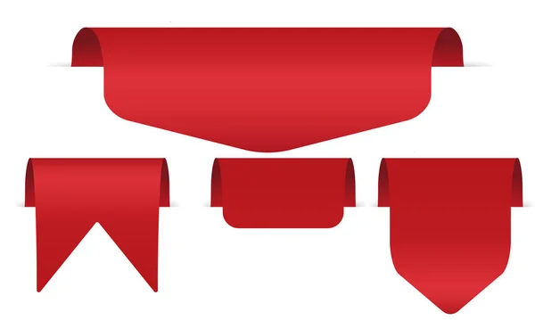 Uppsättning av röd banderoll isolerad på vit bakgrund. — Stock vektor