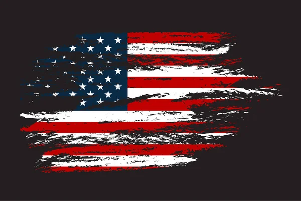 Grunge Drapeau des États-Unis avec texture grunge. — Image vectorielle