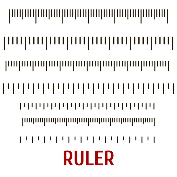 Ensemble d'échelle noire pour les règles, pouces et centimètres . — Image vectorielle
