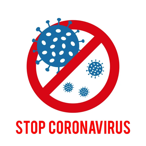Segno cautela coronavirus. Ferma il coronavirus. Icona Batteri coronavirus. 2019-nCoV,. Un'epidemia di coronavirus. Concetto medico pandemico con cellule pericolose isolato su sfondo bianco Vettoriali Stock Royalty Free