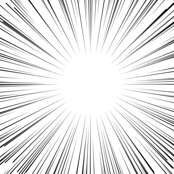 Motion radial zoom speed line sur fond blanc pour bandes dessinées. Cadre de vitesse Manga, action, fond d'explosion. — Image vectorielle