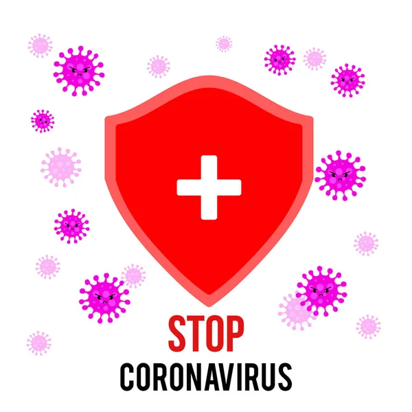 Stoppa Coronavirus Covid-19-ikonen, tecken på karantänrisk. Nya stoppa Coronavirus Bakteriebegrepp. Farligt utbrott av Coronavirus. Royaltyfria illustrationer