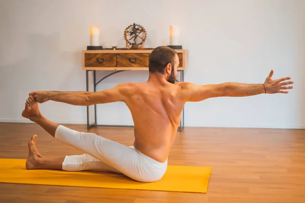 Yoga Young Man Doing Yoga Exercise Yoga Lifestyle Healthy Concept — Stock Photo, Image