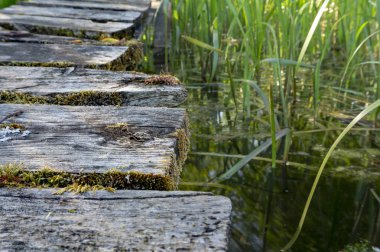 Eski rustik ahşap iskele panoları