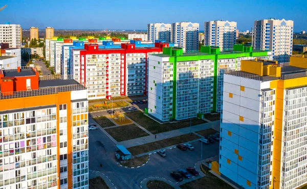 Nouveau Bâtiment Nouvelle Zone Avec Panneau Multi Étages Bâtiments Peints — Photo