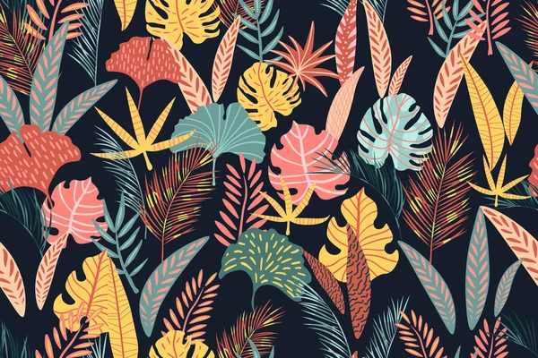 Modèle Sans Couture Feuilles Tropicales Abstraites — Image vectorielle