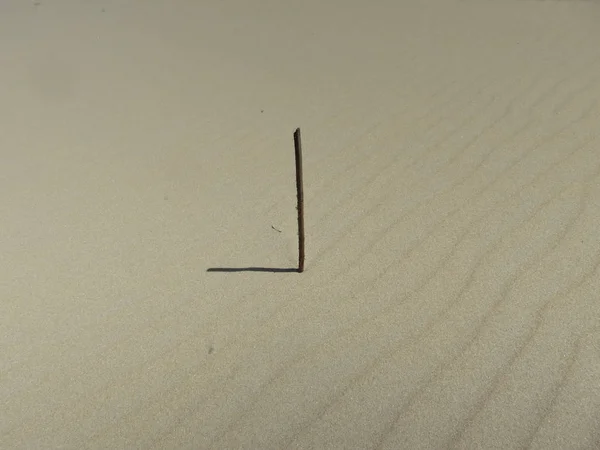 Neuf Heures Petit Bâton Dans Sable Sur Plage — Photo