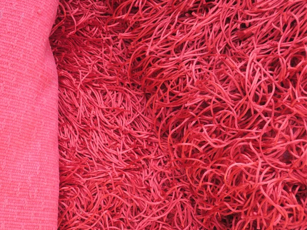 Nahaufnahme Eines Roten Teppichs Mit Hohem Flor — Stockfoto
