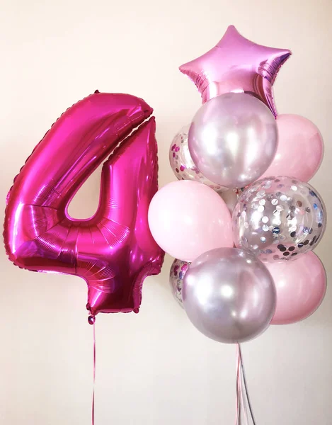 Uma Composição Suave Balões Cores Rosa Prata Bem Como Uma — Fotografia de Stock
