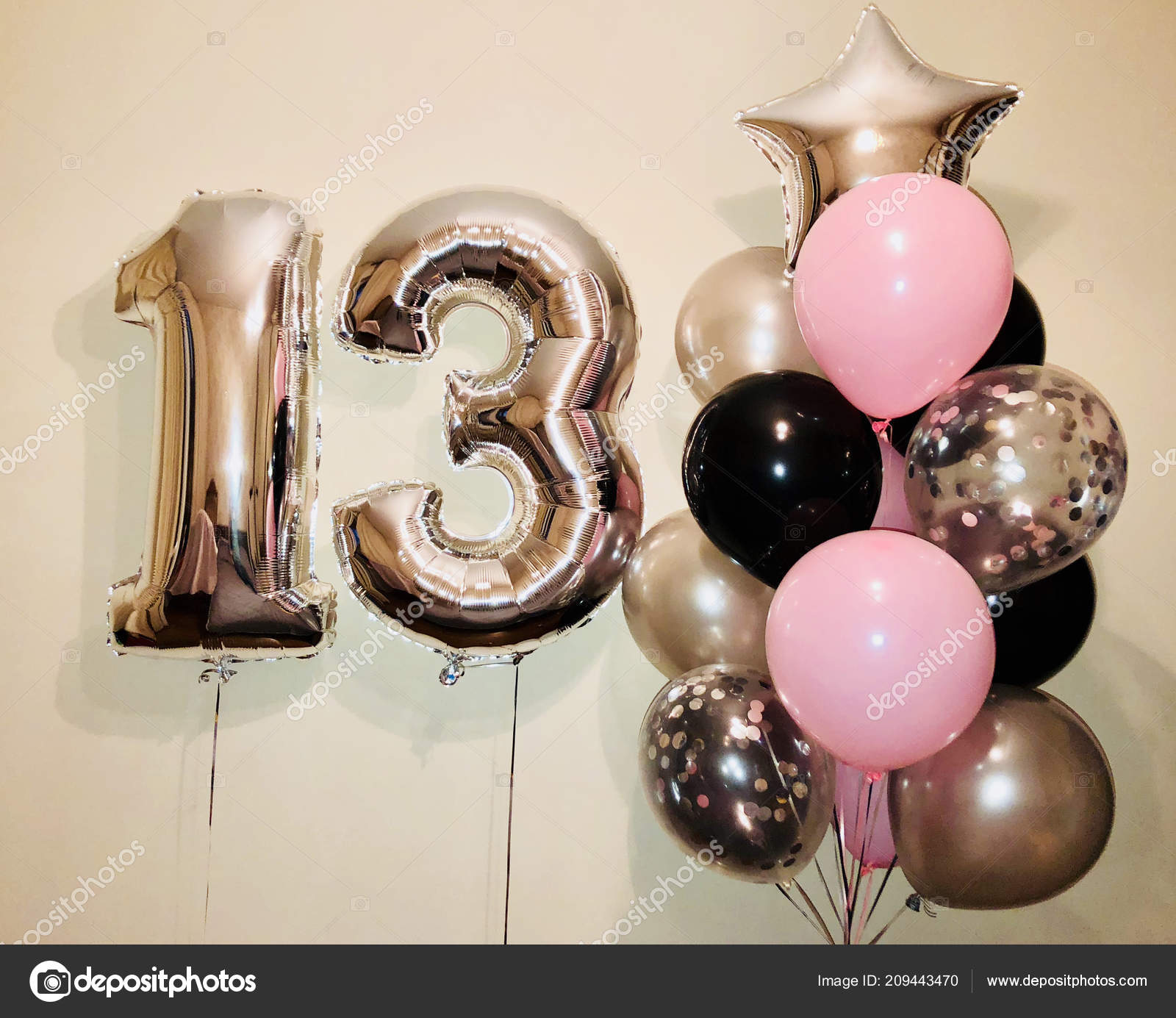 Una Composición Globos Helio Negro Plata Rosa Transparente ...