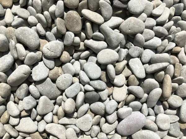Small smooth stones treated with sea water. Pebble beach on the Black Sea coast
