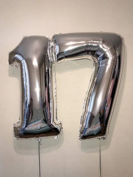 Balões Grandes Forma Números Dezessete — Fotografia de Stock