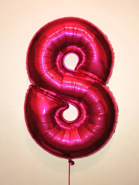Large Balloon Made Foil Form Eight Figure Fuchsia — Stock Photo, Image