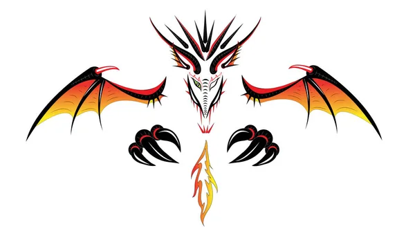 Dragon Fire Demon Baws Mond Gromt — Stockvector