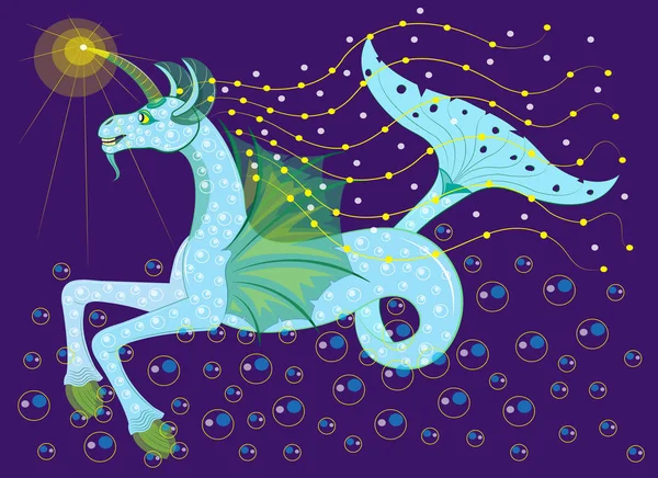 神話の青い海の馬 — ストックベクタ