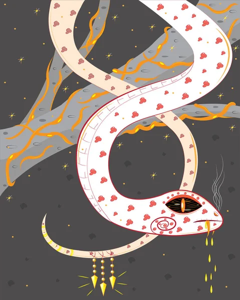 Serpent Blanc Dans Forêt Cendres — Image vectorielle