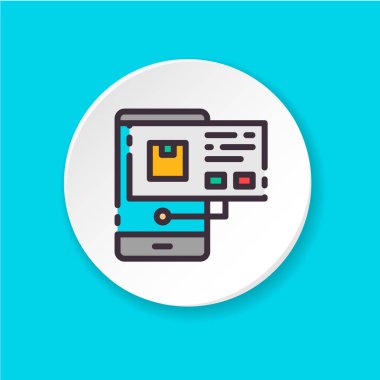 Bir sipariş düz renk simge olun. Kavram online paket izleme. Teslimat seferlerinde kavramı. Web ya da mobil uygulama vektörel clipart için düğme. Düzenlenebilir kontur.