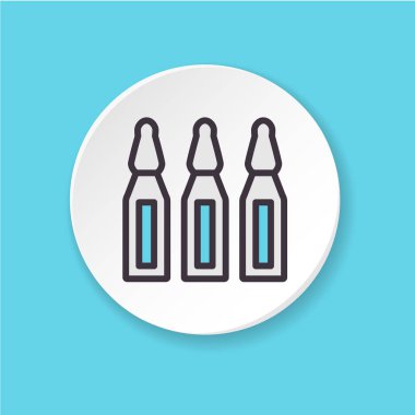 Düz renk simge ampul, aşı, enjeksiyon. Tıbbi nesneleri kavramı. Düğme web ya da mobil uygulama UI/Ux kullanıcı arabirimi için. Vektörel clipart.