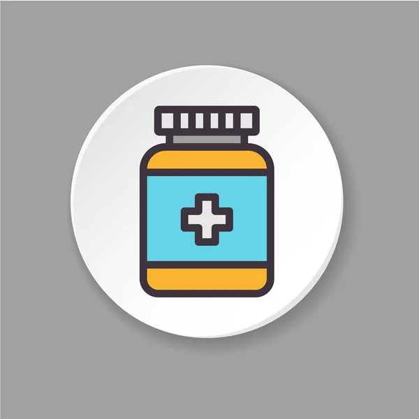 Flat Color Icon Jar Pills Concept Painkillers Button Web Mobile — Stock Vector