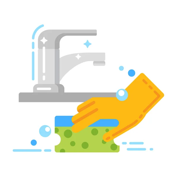 Cleaning flat color icon. Cleaning service concept. Isolated flat drawing. — Stock Vector