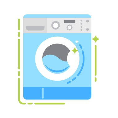 Yıkar makinesi düz renk simgesi. Web sayfası, mobil uygulama, banner için imzalayın. Yalıtılmış düz şablon.