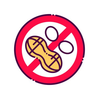 Nuts serbest çizgi renk simgesi. Alerjik madde. Yiyecek dayanıksızlığı. Web sayfası, mobil uygulama, düğme, logo için imza. İzole edilmiş vektör düğmesi. Düzenlenebilir vuruş.