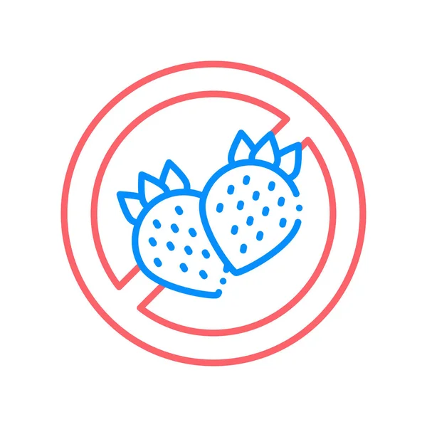 フルーツアレルギーラインカラーアイコン。アレルギー成分イチゴ。食物不耐症。ウェブページ、モバイルアプリ、ボタン、ロゴのサイン。ベクトル分離ボタン。編集可能なストローク. — ストックベクタ