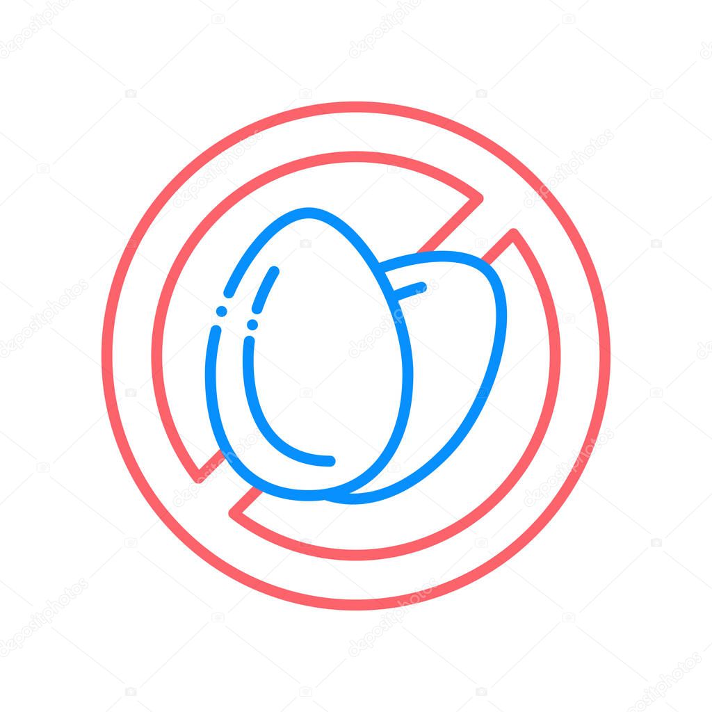 Eggs free line color icon. Allergenic ingredient. Food intolerance. Sign for web page, mobile app, button, logo. Vector isolated button. Editable stroke.