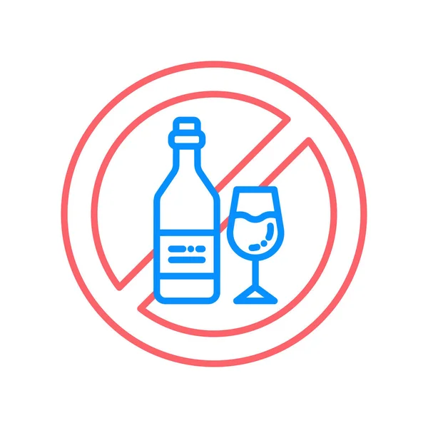 Alcohol allergy line color icon. Beverage intolerance. Non alcohol, sober. Healthy lifestyle. Sign for web page, mobile app, button, logo. Vector isolated element. Editable stroke. — Stock Vector
