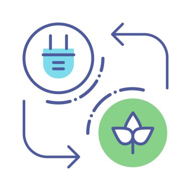 Eko enerji hattı renk simgesi. Alternatif enerji işareti. Çevre dostu vektör piktogram. Yeşil teknoloji sembolü. Web sayfası, uygulama, promosyon için düğme. Ui Ux Gui tasarım öğesi. Kullanılabilir kontur.
