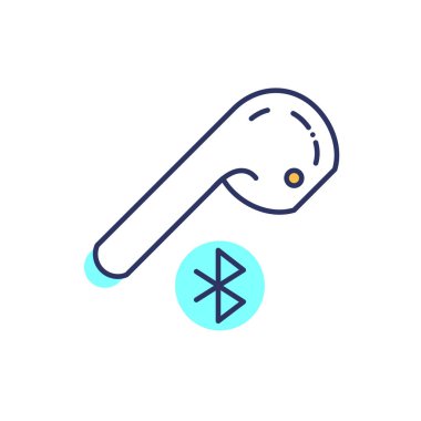 Beyaz kablosuz bluetooth kulaklıklar veya kulaklık renk çizgisi simgesi. Kulaklık elemanı. Web sayfası, mobil uygulama, promosyon için Pictogram.