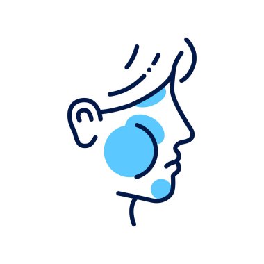 Alerji belirtileri çizgi renk simgesi. Yüz şişmesi. Özel tepki. Enfeksiyon, hastalık. Web sayfası, mobil uygulama, düğme, logo için oturum açın.