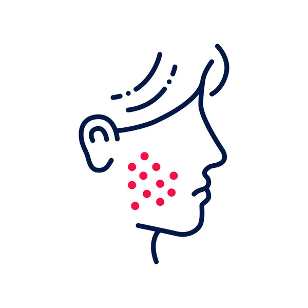 Allergiesymptome zeichnen sich durch Farbsymbole aus. Hautausschlag. Dermatologische Erkrankungen. Juckende Flecken im Gesicht. Zeichen für Webseite, mobile App, Schaltfläche, Logo. — Stockvektor