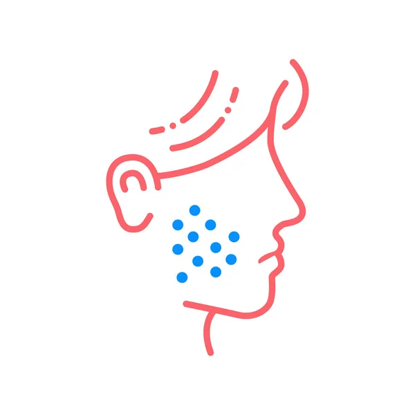 Allergiesymptome zeichnen sich durch Farbsymbole aus. Hautausschlag. Dermatologische Erkrankungen. Juckende Flecken im Gesicht. Zeichen für Webseite, mobile App, Schaltfläche, Logo. — Stockvektor