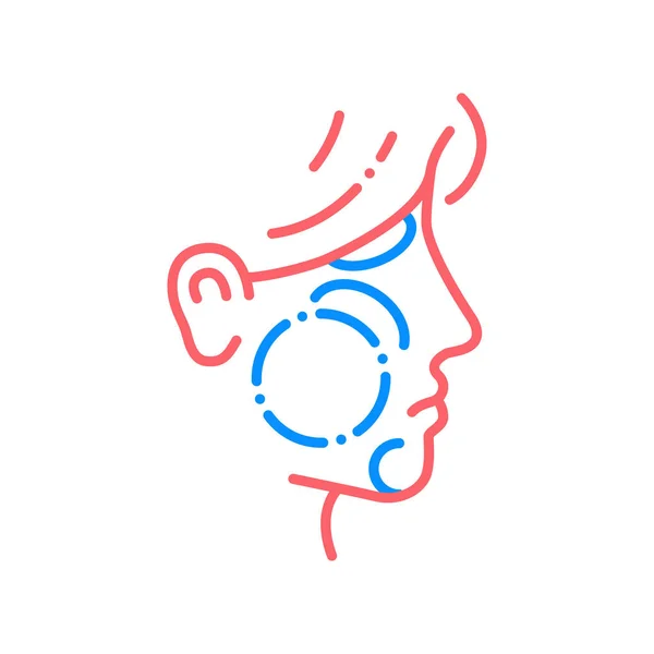 Allergie symptomen lijnkleur icoon. Zwelling van het gezicht. Specifieke reactie. Infectie, ziekte. Teken voor webpagina, mobiele app, knop, logo. — Stockvector