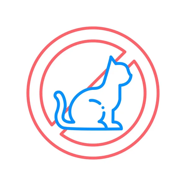 Icono de color de línea de alergia animal. Reacción al pelo de gato. Enfermedades respiratorias. Firma para la página web, aplicación móvil, botón, logotipo . — Vector de stock