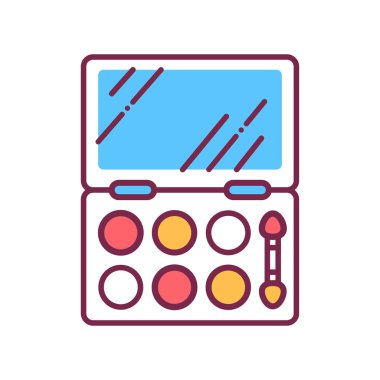 Göz farı palet renk çizgisi simgesi. Dekoratif kozmetik işareti. Güzellik endüstrisi. Profesyonel yüz makyajı. Web sayfası, mobil uygulama, promosyon için Pictogram.