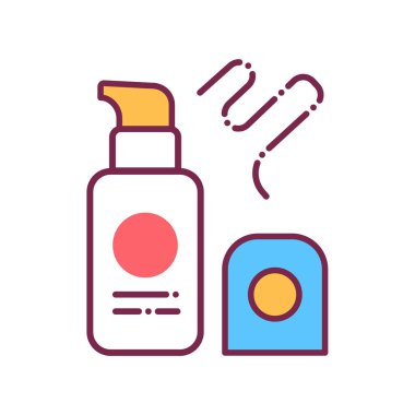 Temel renk çizgisi simgesi. Dekoratif kozmetik işareti. Güzellik endüstrisi. Profesyonel yüz makyajı. Web sayfası, mobil uygulama, promosyon için Pictogram.