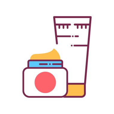 Yüz kremi renk çizgisi simgesi. Cilt bakım işareti. Kozmetik ürün. Web sayfası, mobil uygulama, promosyon için Pictogram.