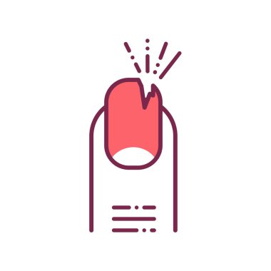 Kırık tırnak renk çizgisi simgesi. Düzeltme manikür. Tırnak salonu. Güzellik endüstrisi. Web sayfası için Pictogram, promo.