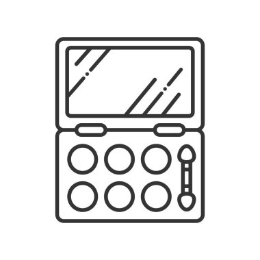 Göz farı palet renk çizgisi simgesi. Dekoratif kozmetik işareti. Güzellik endüstrisi. Profesyonel yüz makyajı. Web sayfası, mobil uygulama, promosyon için Pictogram.