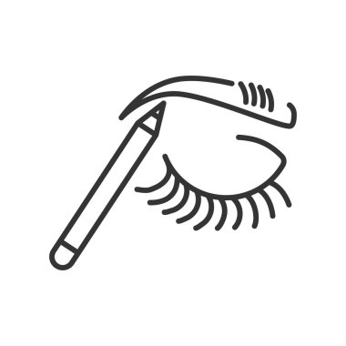 Kaş siyah çizgi simgesini makyaj. Güzellik endüstrisi. Web sayfası, mobil uygulama, promosyon için Pictogram. Ui Ux Gui tasarım elemanı.