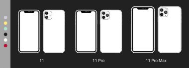 Yeni Iphone 11 Pro Max düz grafik illüstrasyon.